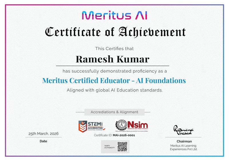 Meritus AI Certificate of Achievement - 1