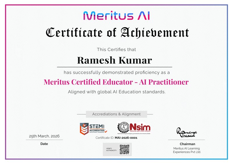 Meritus AI Certificate of Achievement - 2